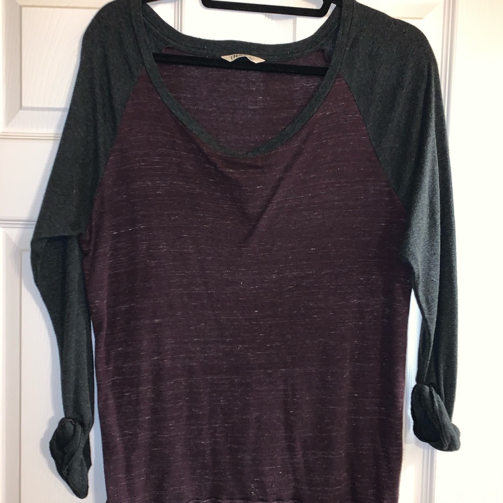 Oversized purple and black softball T